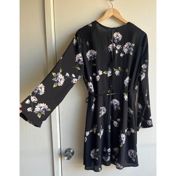 Lush Nordstrom Elly Wrap Dress Black BohoFloral Flower Print Cottage Core Sz XL - Picture 14 of 16